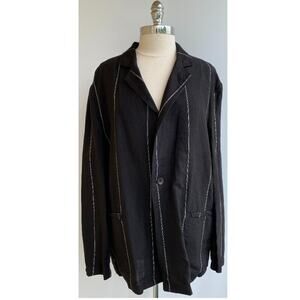 DEPT. ANONYM Tailored Linen Blazer Black with White Stripe Sz XL